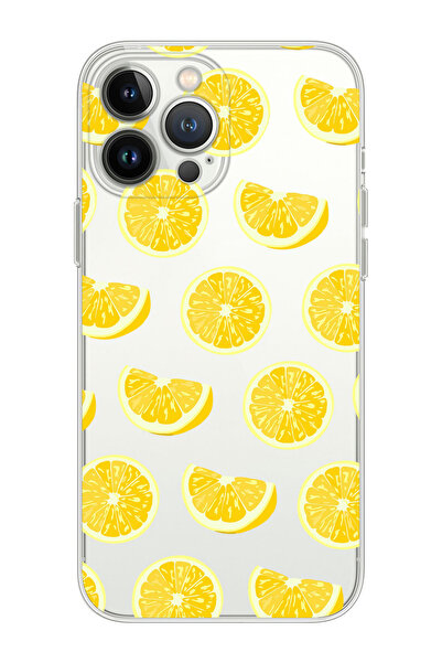 shoptocase Iphone 15 Pro Max Uyumlu Limonlar Tasarımlı Premium Şeffaf Telefon...