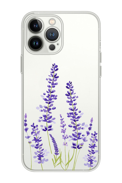 Premium Transparent Phone Case with Lavender Design for Iphone 15 Pro Max