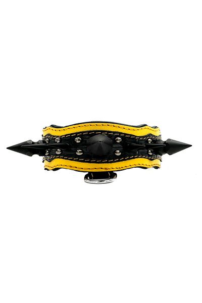 Tasma Market Black-Yellow Luxury Gladiator Leather Dog Collar