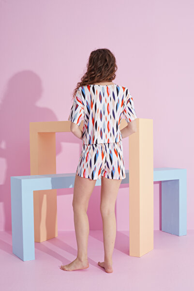 Siyah İnci Set de pijama tricou-short cu model Lycra