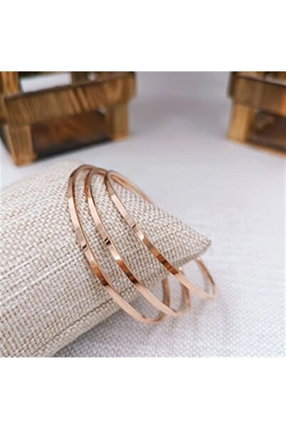 SİDE JEWELLERY Ajda Bilezik Rose Renk Paslanmaz Çelik 3 Adet