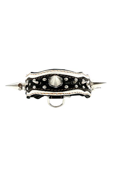 Tasma Market White-Black Luxury Gladiator Leather Dog Collar