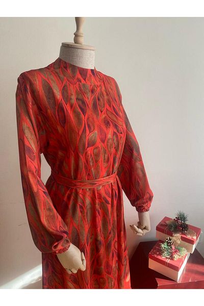 Serra Butik PATTERNED DRESS BELTED ANKLE WITH RUBBER RUBBER