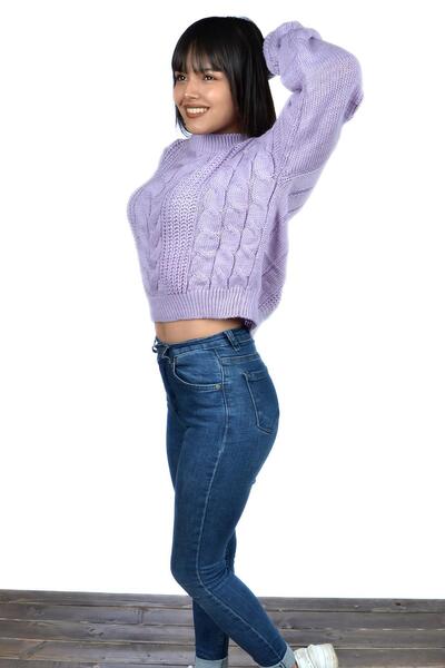 toptanhanem Κομψό και άνετο μάλλινο πουλόβερ λιλά