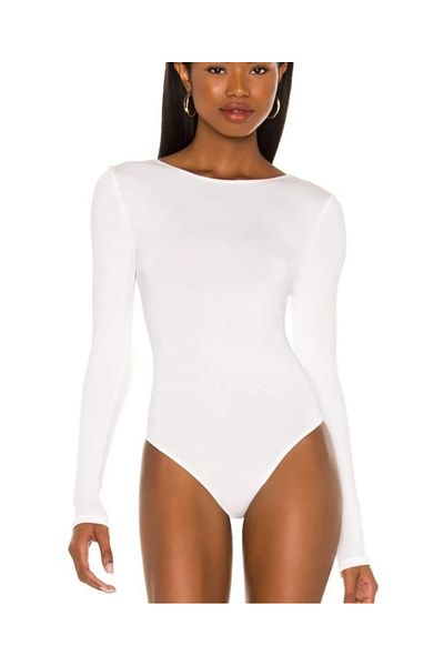 Nsb Tasarım Women's white back low-cut bodysuit