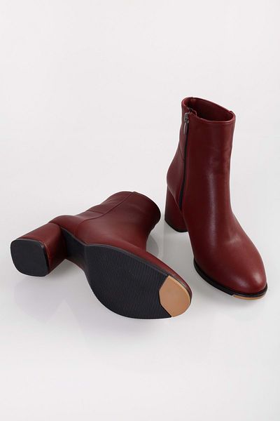 Shoeberry Women's Haylee Burgundy Leather Heeled Boots