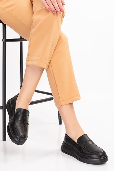 Dağlı Women's Black Genuine Leather Loafer