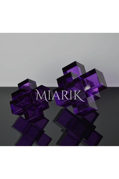 MIARIK DESIGN & DEKORASYON Dekoratif 2li Kübik Kristal Obje Kitap Tutucu