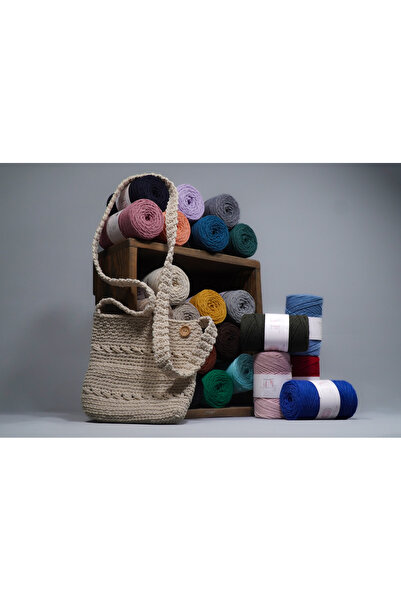 Makromecity Premium Koton Cotton Macrame Thread Benetton 200 Gr 150 Meters 2mm Cotton Chain Macrame Bag Thread Supla