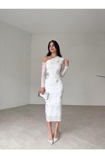 Anesa Butik Φόρεμα Πρωτοχρονιάς Special Collection με στάμπα με αλουμινόχαρτο