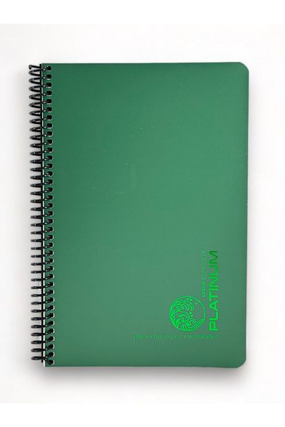 Gıpta GIPTA PLATINUM PLASTIC COVER SPIRAL 17 * 24 CM 70 GR PAPER 100 YPSTRIPED – GREEN