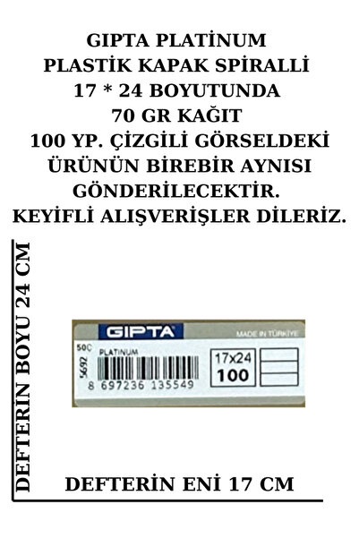 Gıpta GIPTA PLATINUM CAPAC PLASTIC CU SPIRALA 17*24 CM 70 GR HARTIE 100 YP. DUNATE – ROSU