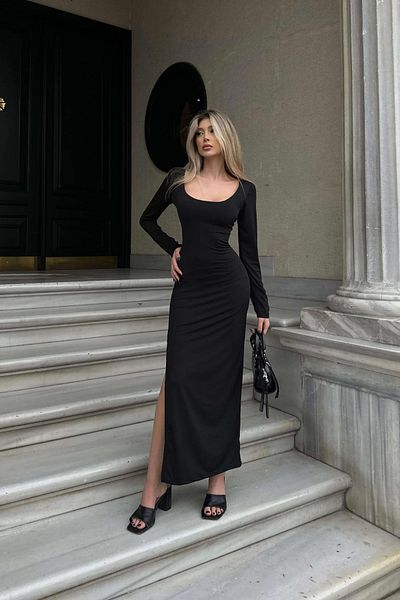 Look Kadıköy Макси рокля с квадратно деколте и без гръб с цепки