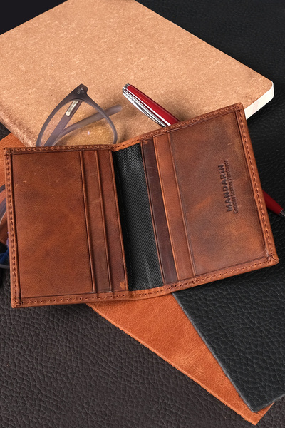 TESBİHCİBABA Mandarin Full Grain Monaco Men's Leather Card Holder