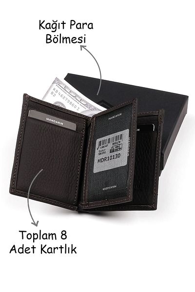 TESBİHCİBABA Mandarin Dubai Cappucino Men's Leather Card Holder Wallet