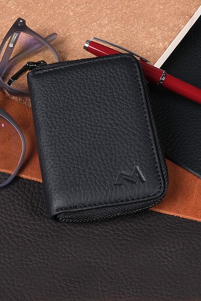 TESBİHCİBABA Mandarin Arsel London Zippered Men's Leather Card Holder - Wallet