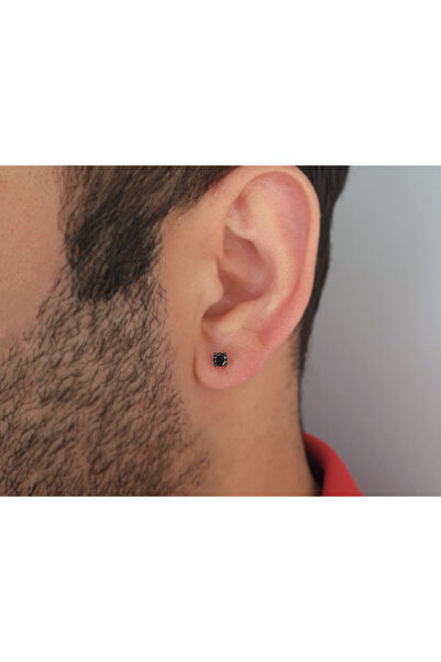 Sirius Pırlanta 0,20 Karat Siyah Pırlanta Tektaş Erkek Küpesi