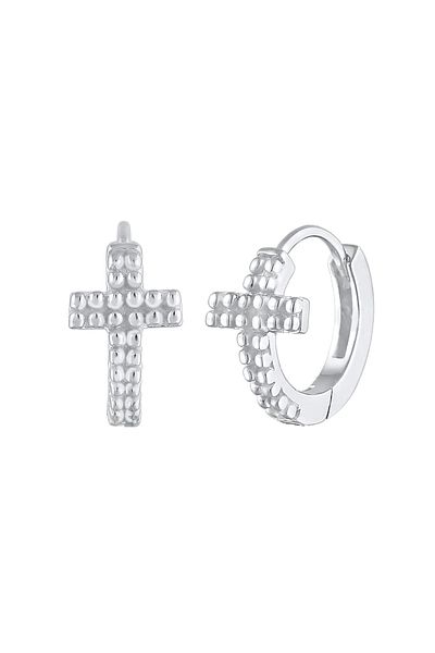 ELLI Ohrringe Creolen Kreuz Glaube Din 925 Silber
