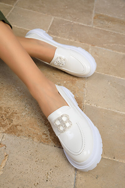 SOHO White Patent Leather Women's Casual Shoes 18650