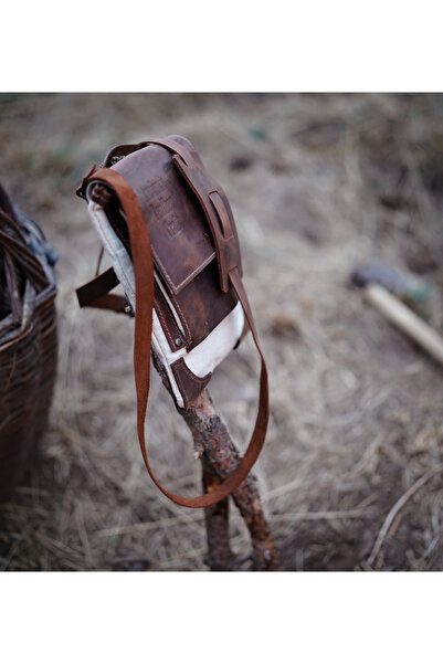 Ancient Leather Craft Omuz Askılı Çanta Hakiki Deri Kanvas Çanta Bel Çantası ...