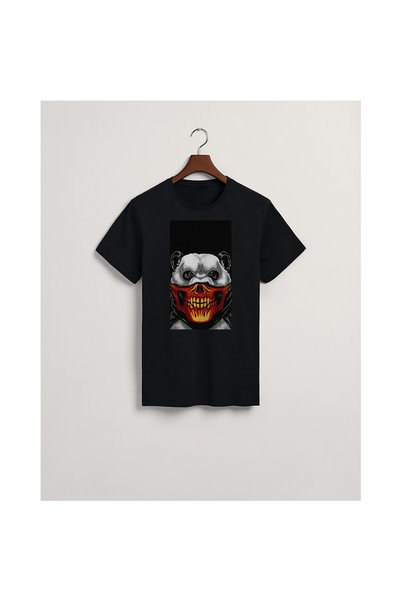 MarkaTurko Panda-505-78 Black Special Design Cotton Combed Unisex T-Shirt