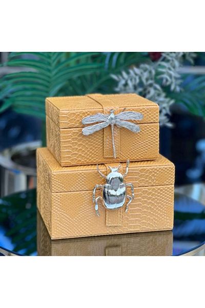 Butik 2-Piece leather box decorative object