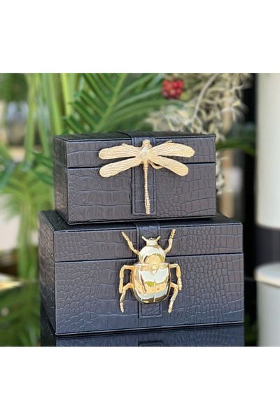 Aksesuar 2-Piece leather box decorative object