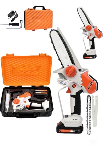 MOONSHOP 128Vf Kömürsüz Motor Otomatik Yağlamalı Şarjlı El Testeresi Ağaç Odu...