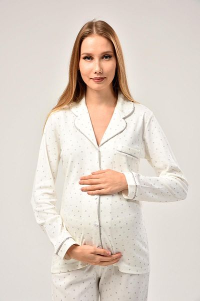 LİKAPA Interlock Buttoned Maternity Long Sleeve Pajama Set 1354-01