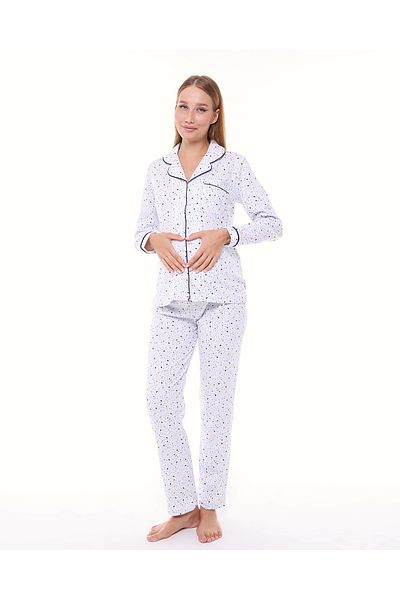 LİKAPA Likapa Interlock Buttoned Maternity, Postpartum Long Sleeve Pajama Set 1354-01