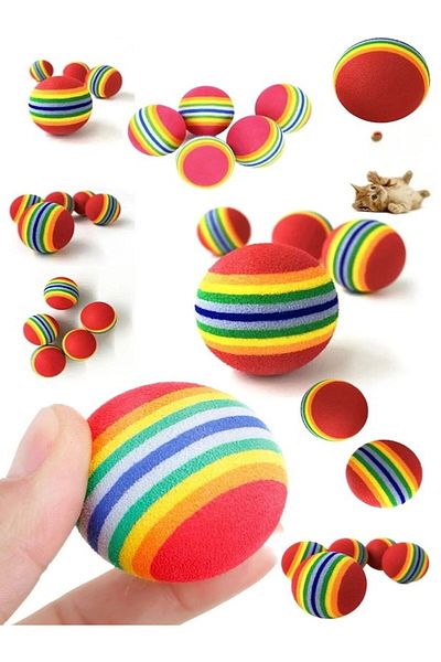 Özasya AVM 6 PCS Rainbow Color Cat Dog Play Ball