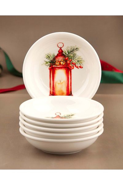 Bursa Porselen Dekor Christmas lantern 6 piece porcelain snack bowl