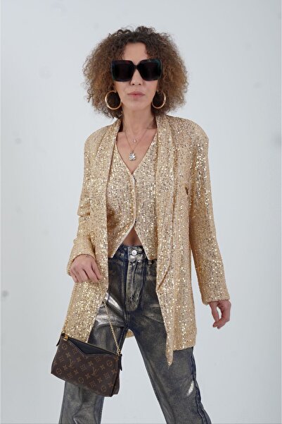 Zelish My Sister سترة من الترتر الذهبي