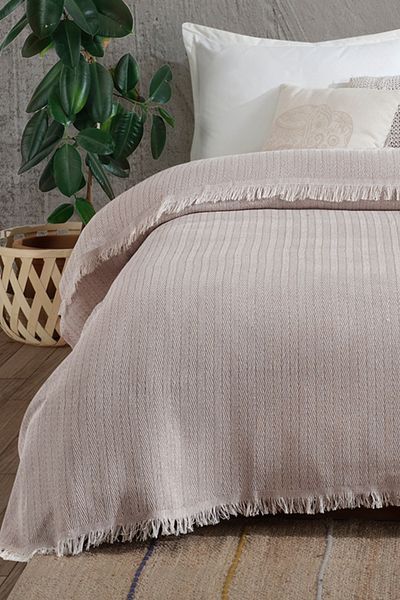 Lux Touch Κάλυμμα καναπέ Vera Beige Διπλό Πικέ - 200x220 cm, Βαμβακερή κουβέρτα τηλεόρασης