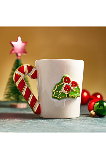 PINKU Ceramics Kokine Figürlü El Yapımı Seramik Kupa Bardak Gerçek Altın Dekorlu