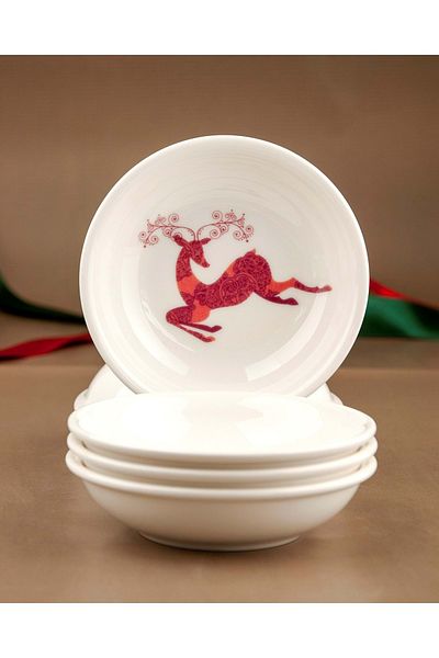 Bursa Porselen Dekor Deer 4 piece porcelain snack bowl