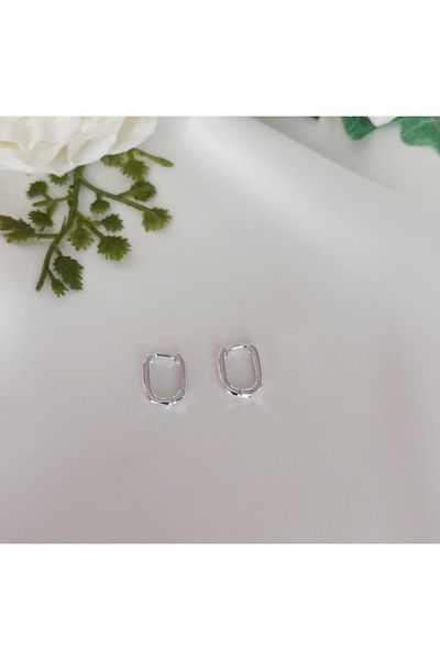 DENİZDENAL Women's Silver Plated Rectangular Earrings
