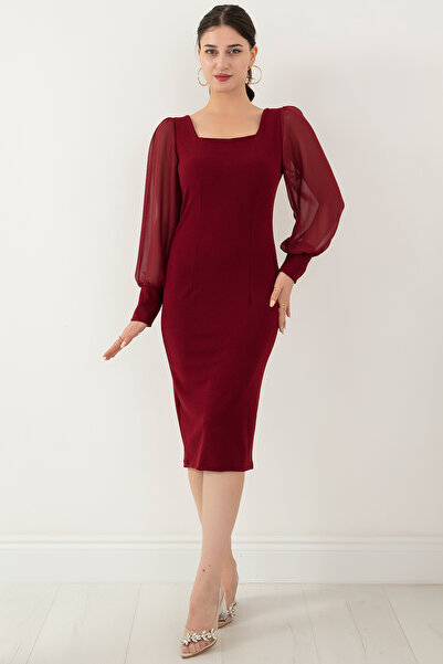 PULLIMM Kolları Şifon Elbise 13389