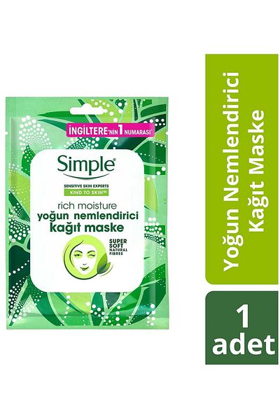 Simple Kind To Skin Intensive Moisturizing Sheet Mask Suitable for Sensitive Skin 21 Ml