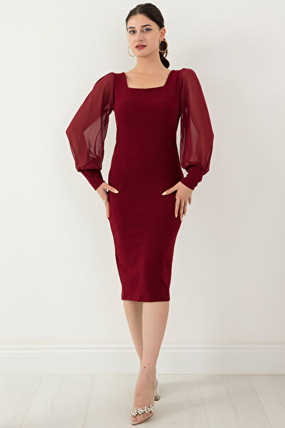 PULLIMM Kolları Şifon Elbise 13389