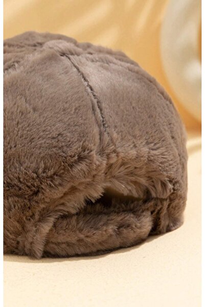 GYES Тъмнокафява мека кожена дамска плюшена шапка за зимата