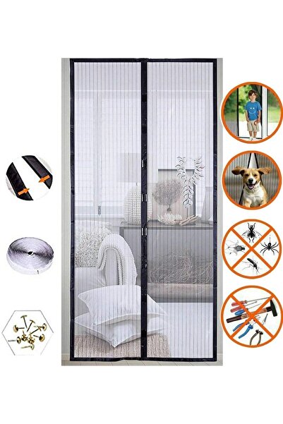 HOMEGROUP Siyah Mıknatıslı Kapı Sinekliği Tülü ( 90 x 210 cm) (CLZ)