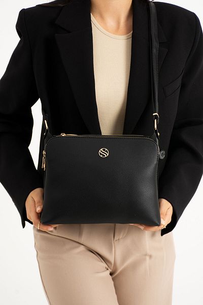 By Hakan SN 1329 RAVEN WOMEN'S SHOULDER BAG PLAIN BLACK