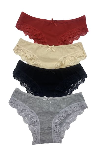 DONLİZZA Lace Pink Panties Gray, Red 3 pieces - Trendyol
