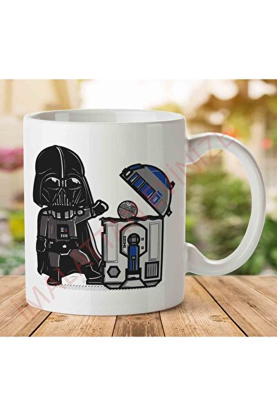 ART HEDİYE كوب مطبوع عليه Star Wars Darth Vader R2-D2 Death Star Bin على الوجهين