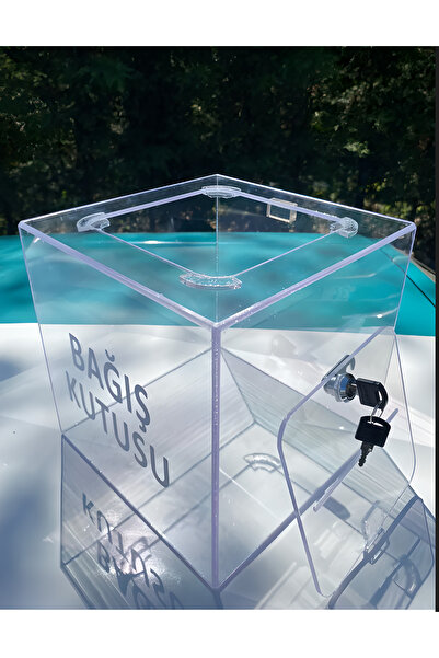 KrcDisplay Şeffaf Pleksi Bağış Kutusu 24x24x24