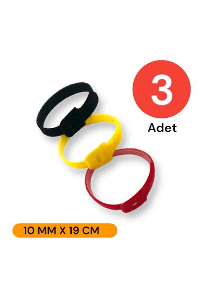 Tek-İş 10 MM X 19 CM Cable Organizer Cable Tie Hook and Loop Tape Disassemble and Use 3 Pieces