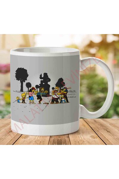 ART HEDİYE كوب مطبوع على الجانبين من Yellow Fever the Simpsons Walking Dead