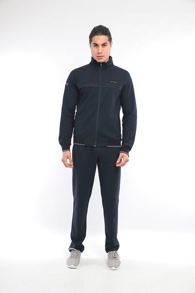 FORE SPORT Men's Navy Blue Gray Waffle Tracksuit Set