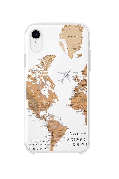 mooodcase حافظة سيليكون شفافة ممتازة متوافقة مع هاتف Iphone Xr World Map